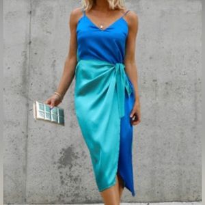 New Teal/Blue Wrap Midi Dress
